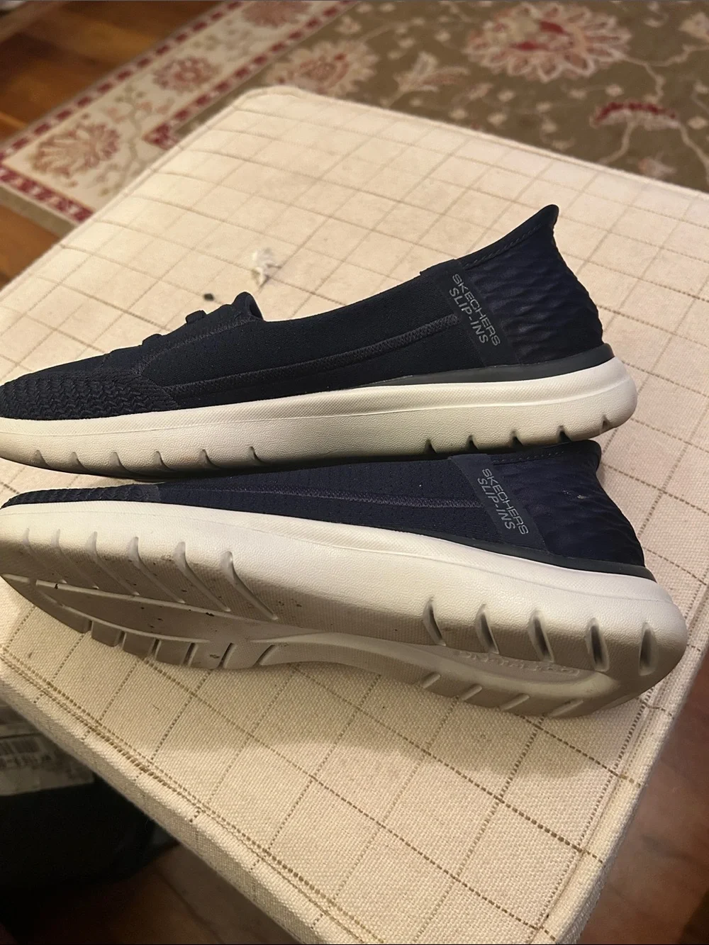Skechers Navy Slip-Ins with White Soles